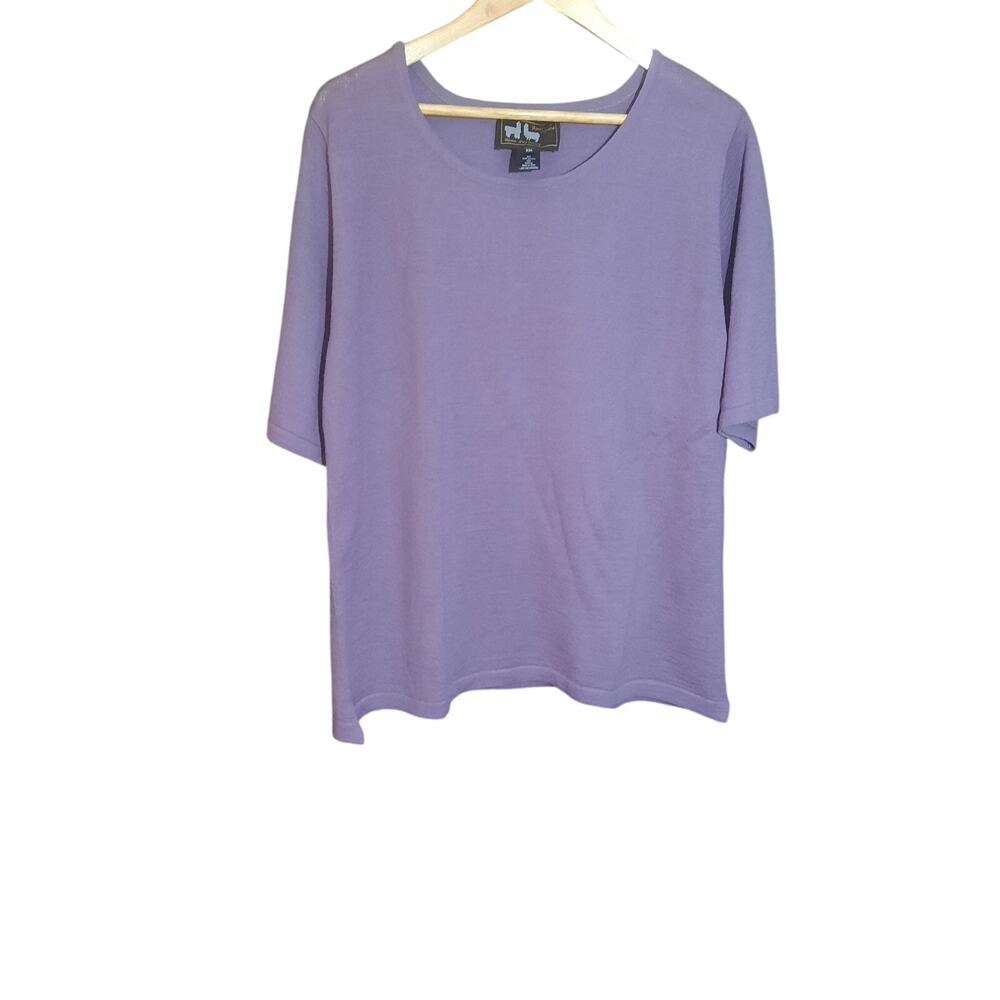 America's Alpaca Womens Plum Short Sleeve Round Neck Baby Alpaca Blend Size XXL
